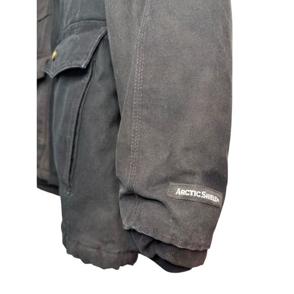 Vtg Dickies Duck Canvas Work Chore Coat Men’s XL Black Quilted Faded Distress - Picture 2 of 9